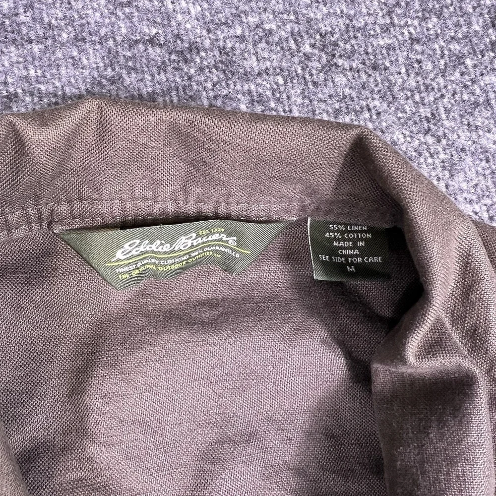 Eddie Bauer Jacket Women M Olive Linen Blend Safari Casual Safari Utility Earthy
